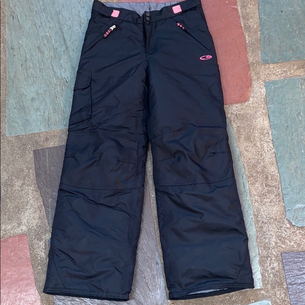 Girls Black & Pink Ski Snow Pants